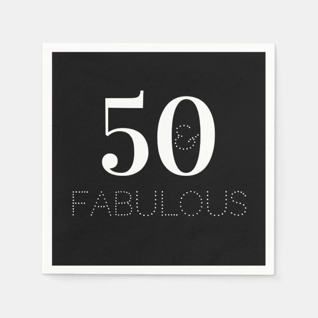 Servilleta De Papel 50 y fabulosa fiesta de cumpleaños blanco y negro (Anverso)