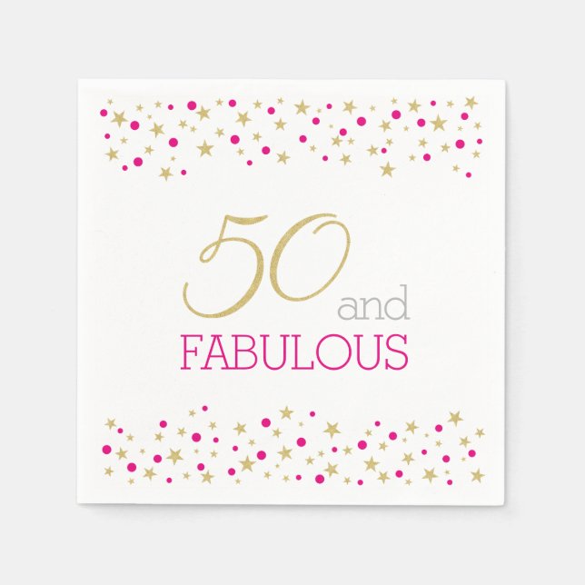 Servilleta De Papel 50 y fabulosa fiesta de cumpleaños número 50 en la (Anverso)