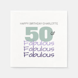 Servilleta De Papel 50 y fabulosa fiesta de cumpleaños púrpura