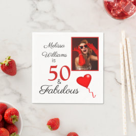 Servilleta De Papel 50 y fabulosa foto con nombre rojo 50 cumpleaños