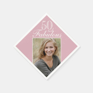 Servilleta De Papel 50 y fabulosa foto rosa elegante 50 cumpleaños