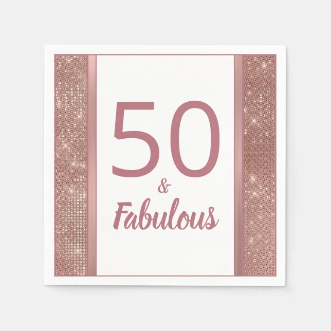 Servilleta De Papel 50 y fabulosa Moda Rosa Gold 50 cumpleaños (Anverso)