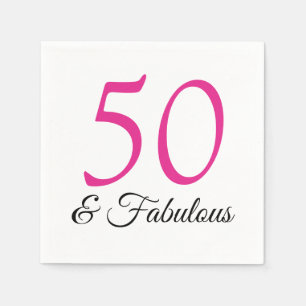 Servilleta De Papel 50 y fabulosas servilletas de cumpleaños rosadas