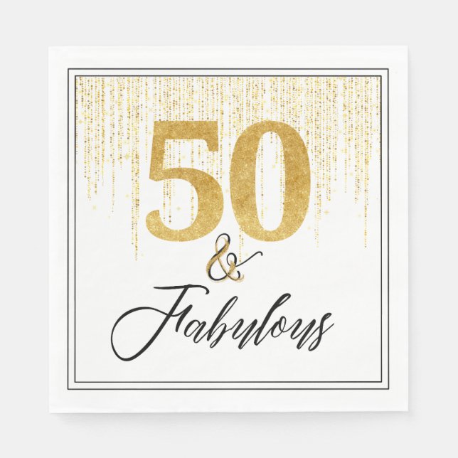 Servilleta De Papel 50 y fabuloso con oro (Anverso)