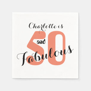 Servilleta De Papel 50 y fabuloso Cumpleaños 50 Coral