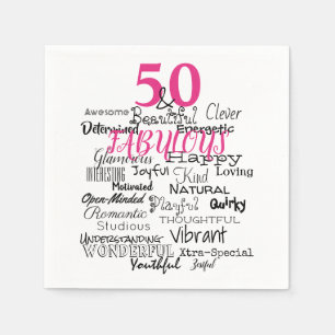 Servilleta De Papel 50 y fabuloso cumpleaños A a Z Tipografía Diversió
