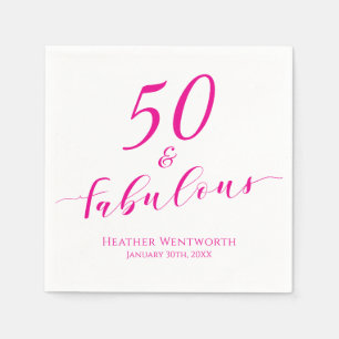 Servilleta De Papel 50 y fabuloso cumpleaños cincuenta nombre fecha 