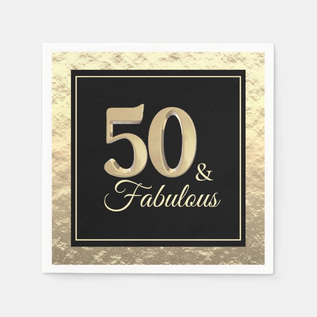 Servilleta De Papel 50 y fabuloso cumpleaños de oro (Anverso)