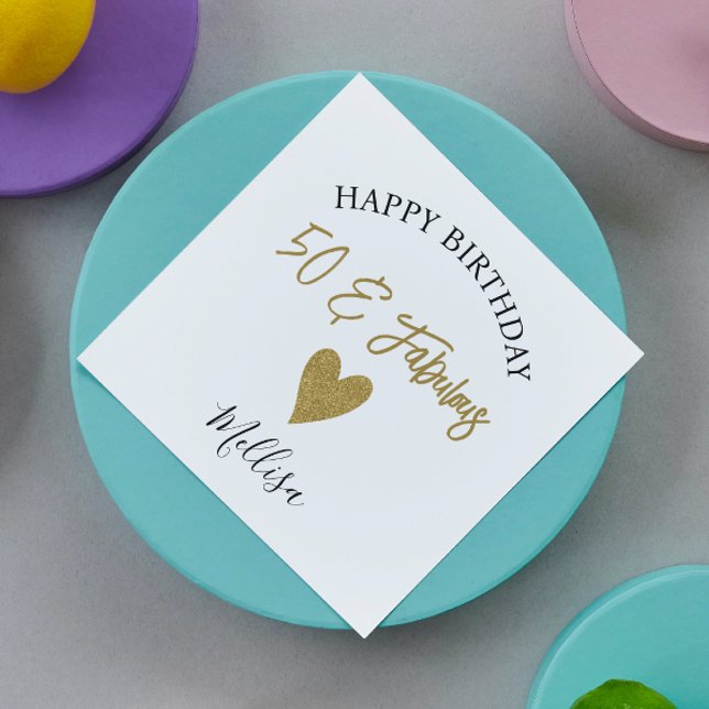 Servilleta De Papel 50 Y Fabuloso Cumpleaños Feliz De Negro Y Oro (Subido por el creador)