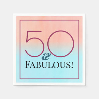 Servilleta De Papel 50 y fabuloso cumpleaños fiesta rosa y azul