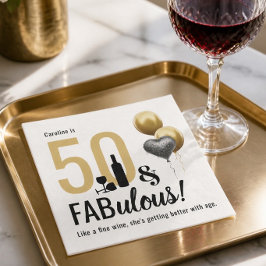 Servilleta De Papel 50 y fabuloso Cumpleaños moderno dorado y negro