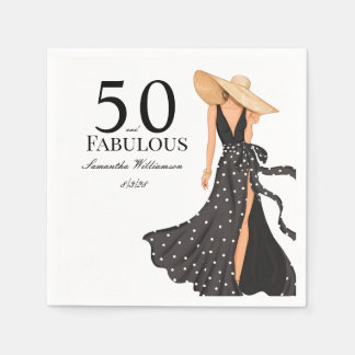 Servilleta De Papel 50 y fabuloso cumpleaños negro fiesta
