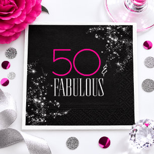 Servilleta De Papel 50 y fabuloso Cumpleaños negro rosa glamour brillo