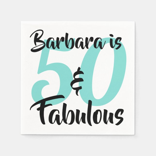 Servilleta De Papel 50 y Fabuloso Cumpleaños Personalizado (Anverso)