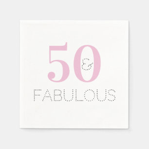 Servilleta De Papel 50 y fabuloso   Cumpleaños rosa de la tipografía m