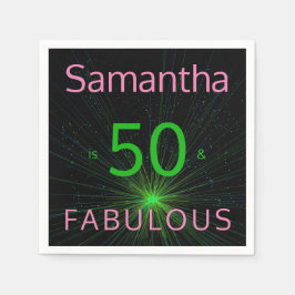 Servilleta De Papel 50 y fabuloso cumpleaños Rosa Verde Negro