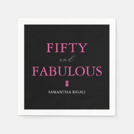 Servilleta De Papel 50 y fabuloso cumpleaños rosado y negro