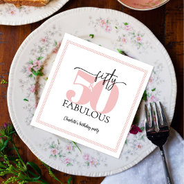 Servilleta De Papel "50 y fabuloso" cumpleaños rosado y negro