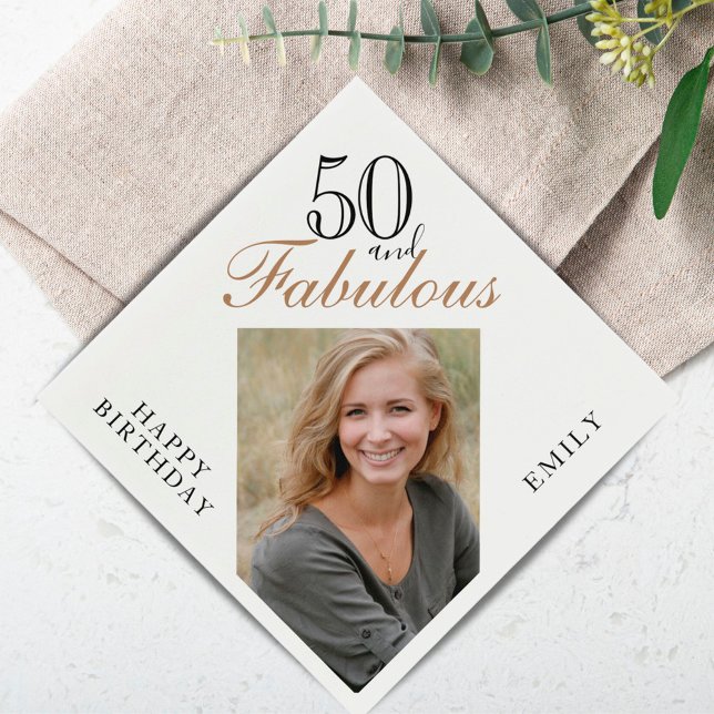 Servilleta De Papel 50 y fabuloso elegante guión foto 50 cumpleaños (Subido por el creador)