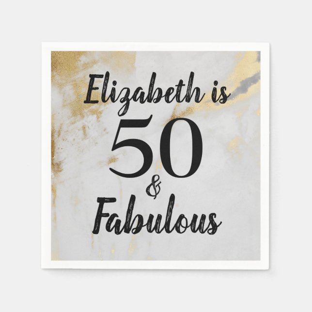 Servilleta De Papel 50 y fabuloso Mármol de oro con texto negro (Anverso)