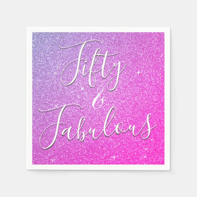 Servilleta De Papel 50 y fabuloso morado - Purpurina rosado (Anverso)