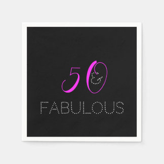 Servilleta De Papel 50 y fabuloso | Nacimiento negro rosado caliente d
