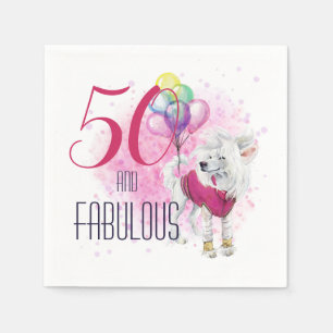 Servilleta De Papel 50 y fabuloso perro rosado con acuarela de globos
