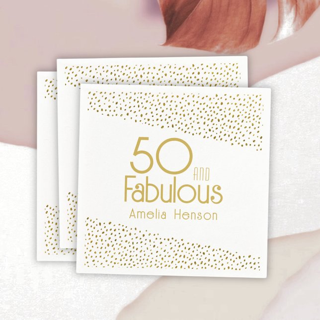 Servilleta De Papel 50 y fabuloso Purpurina de oro 50 cumpleaños (Subido por el creador)