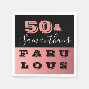 Servilleta De Papel 50 y fabuloso Rosa Gold 50 cumpleaños