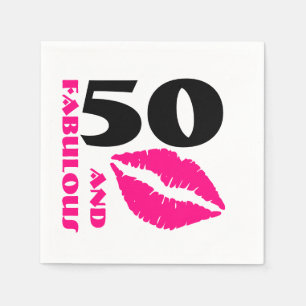 Servilleta De Papel 50 y Fabulosos Lápiz labial rosa Fiesta de cumplea