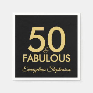 Servilleta De Papel 50 y fabulosos modernos negro oro cumpleaños 50