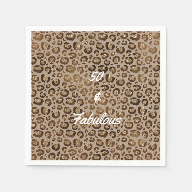 Servilleta De Papel 50 y Fabulous Gold Cheetah Purpurina (Anverso)
