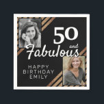 Servilleta De Papel 50 y Fabulous Gold Purpurina 2 Photo 50th Birthday<br><div class="desc">50 y Fabulous Gold Purpurina 2 Nápoles de la Fiesta del 50 cumpleaños. Añade tus fotos - puedes usar una foto antigua y nueva. Añade tu nombre y edad.</div>