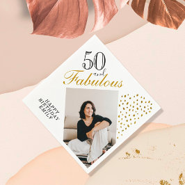 Servilleta De Papel 50 y Fabulous Gold Purpurina Photo 50th Birthday