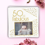 Servilleta De Papel 50 y Fabulous Gold Purpurina Photo 50th Birthday<br><div class="desc">50 y Fabulous Gold Purpurina Photo 50th Birthday Napkins. Diseño moderno con tipografía de moda y falsos puntos purpurinas de oro. Haz tus propias toallas de papel para su 50 cumpleaños.</div>