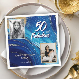 Servilleta De Papel 50 y Fabulous Marble Purpurina 2 Photo Birthday