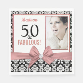 Servilleta De Papel 50 y Fabulous Rosa damasco de arco dorado 50 cumpl