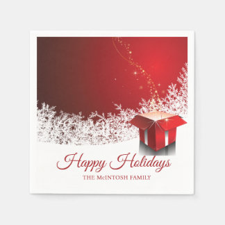 Servilleta De Papel 50pcs Red White Christmas | Gift box surprise