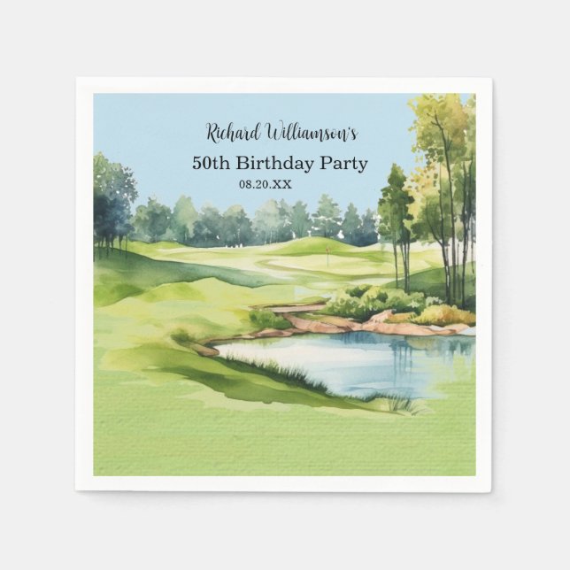 SERVILLETA DE PAPEL 50TH (ANY YEAR) BIRTHDAY PARTY GOLF COURSE (Anverso)