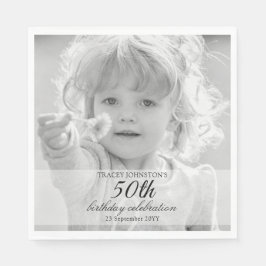 Servilleta De Papel 50th Birthday Party Black and White