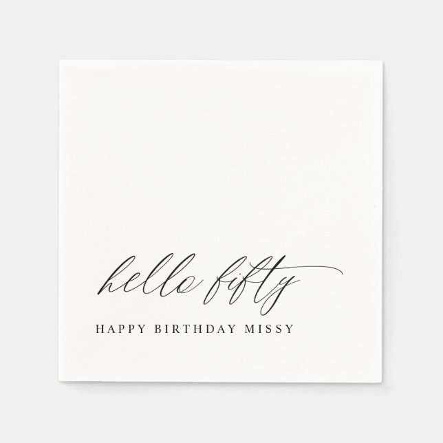 Servilleta De Papel 50th Birthday Party Hello 50 Modern Milestone (Anverso)
