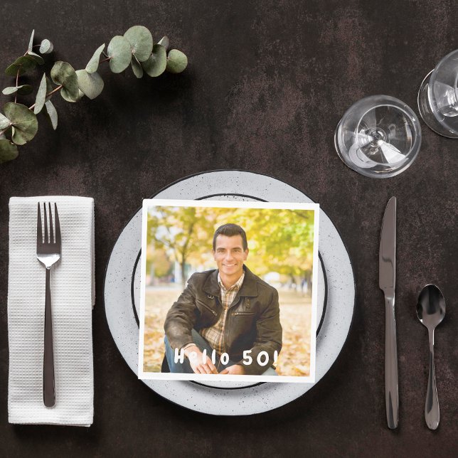 Servilleta De Papel 50th birthday photo hello 50 guys men luncheon (Subido por el creador)