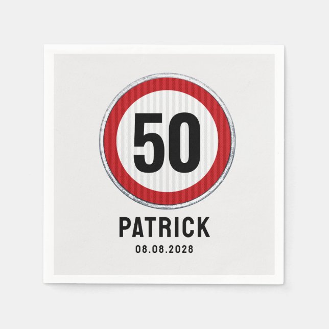 Servilleta De Papel 50th Birthday Speed Limit Sign (Anverso)