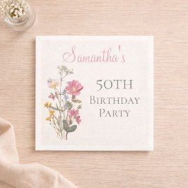 Servilleta De Papel 50th Birthday Wildflower Garden Party