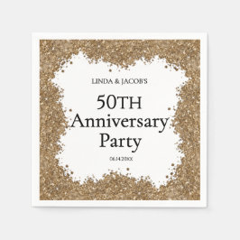 Servilleta De Papel 50th Wedding Anniversary Gold Faux Glitter