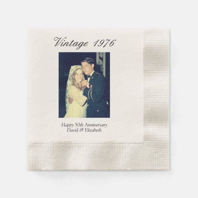 Servilleta De Papel 50th Wedding Anniversary Photo Elegant Retro (Anverso)
