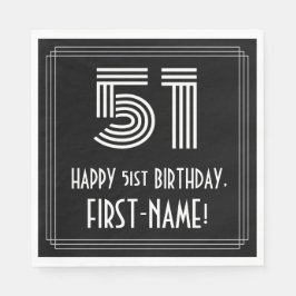 Servilleta De Papel 51.º Cumpleaños: Aspecto inspirado en el Art Deco 