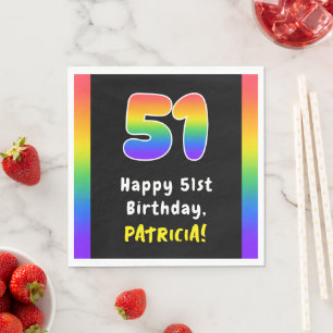 Servilleta De Papel 51° cumpleaños: Espectro arcoiris # 51, nombre per