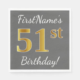 Servilleta De Papel 51.o cumpleaños del oro gris, falso + Nombre de
