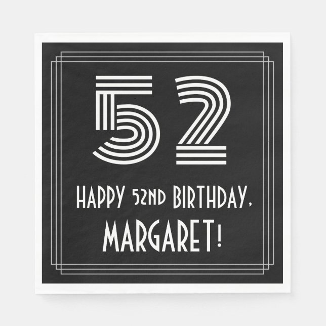 Servilleta De Papel 52º cumpleaños: Aspecto inspirado en el Art Deco " (Anverso)